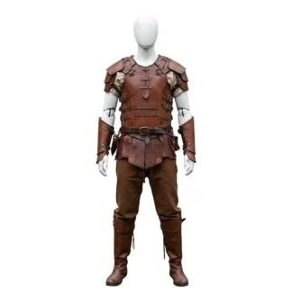 Handcrafted Brown Leather Warrior Armor Set – Viking LARP Cosplay Costume